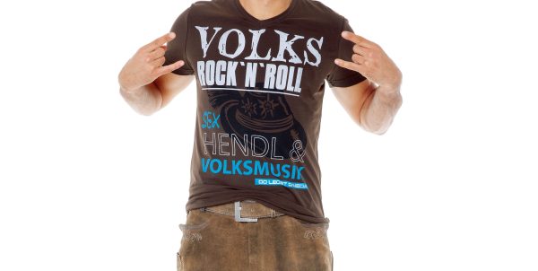 Braunes T-Shirt mit Rock'n'Roll Motiv